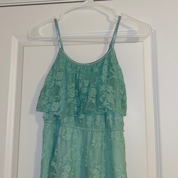 Love Reign blue/green skinny strap dress with lace. Size S. - Picture 2 of 7
